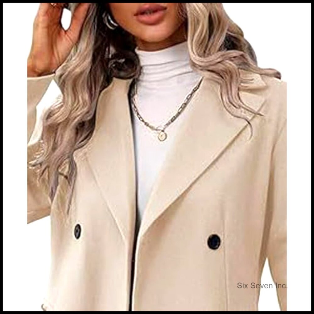 Polyester And Wool Blend Double Breasted Pea Coat… - image 2